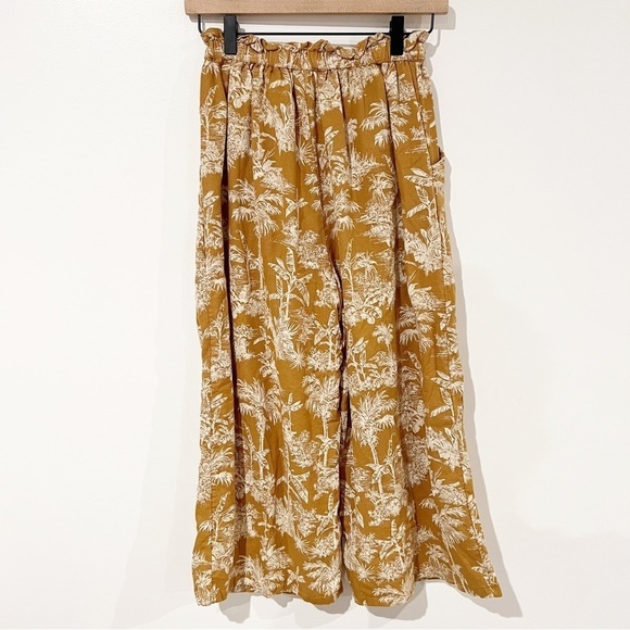 American Eagle Tropical Cotton/Linen Hawaiian Wide Leg Crop Paperbag Waist Pants - Picture 5 of 9